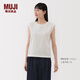 無(wú)印良品（MUJI）女式 雙股天竺編織法國(guó)袖T恤上衣打底衫內(nèi)搭女裝25年夏季BB2RPA5S 白色 M (160/84A)