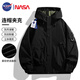 NASA GISS夾克男士寬松防風(fēng)保暖外套男裝戶外運(yùn)動(dòng)連帽工裝上衣 黑色 XL