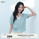 伊芙麗（eifini）伊芙麗V領(lǐng)假兩件單排扣針織衫女2025夏季新款百搭休閑基礎(chǔ)毛衫 藍色 短袖版 M 105-115斤