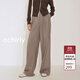 歐時(shí)力OCHIRLY 澳大利亞羊毛精紡呢西裝褲女闊腿高級流行夏季新品 灰綠 M