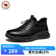 駱駝牌 皮鞋男牛皮休閑商務(wù)運(yùn)動(dòng)軟底耐磨厚底系帶 P14A220625 黑色 41 