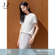 玖姿·安娜蔻【絕世名伶】優(yōu)雅手工釘鉆圓領(lǐng)短袖T恤女2025夏季新款 米白 L