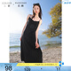 三彩大碼女裝2025夏季新款優(yōu)雅吊帶小黑裙連衣裙V領(lǐng)收腰胖MM