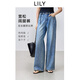 LILY經(jīng)典丹寧2025春復古全棉中高腰百搭寬松直筒牛仔褲闊腿褲女 419牛仔藍 XL