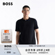 BOSS男士2025年夏季新款徽標(biāo)衣領(lǐng)彈力棉質(zhì) T 恤 001-黑色 L