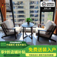游復吟陽(yáng)臺休閑桌椅陽(yáng)臺茶桌椅組合休息區布置實(shí)木家用簡(jiǎn)約休閑網(wǎng)紅一桌 2椅1圓桌-胡桃色木架-卡其