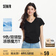 森馬（Semir）短袖t恤女短款修身圓領(lǐng)內(nèi)搭25夏涼感收腰V領(lǐng)上衣辣妹109325100006