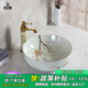 拉貝妮（LABEINI）中式臺上盆洗臉盆衛(wèi)生間洗手盆手繪藝術(shù)盆陶瓷復(fù)古面盆陽臺洗手盤 6136B【單盆+玉石龍頭】