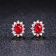 廷亮18K金鑲嵌鉆石0.5ct天然紅寶石耳釘戴妃款彩寶耳環(huán)生日