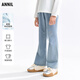 安奈兒童裝女童全腰牛仔單褲2025秋新款 淺藍牛仔 140