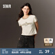 森馬（Semir）迪士尼IP|短袖t恤女短款修身米奇印花2025夏裝新款撞色圓領(lǐng)套頭衫 咖色調(diào)00355 M