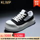 KLWP2025春季厚底布鞋男個性大頭休閑板鞋韓版潮流透氣時尚牛仔帆布鞋 黑色 43