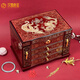 漢臻唐璽（HONZONTX）螺鈿鑲嵌首飾盒非遺推光漆器復古高檔精致梳妝盒大容量首飾箱妝奩 28飛機柜-木紋色-龍鳳呈祥