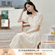 香影法式天絲連衣裙女2025夏季新款度假風(fēng)刺繡米白收腰泡泡袖裙子 米白 XL 170/92A/125-140斤