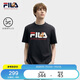 FILA 斐樂(lè)官方男子針織短袖衫2025夏新款狐貍刺繡休閑舒適純棉T恤