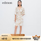 edition【P系列】連衣裙女新款花稿印花褶皺收腰亞麻裙子 藝術(shù)花卉色 M/165