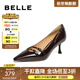 百麗（Belle）高跟鞋女商場(chǎng)同款真皮時(shí)尚百搭細跟單鞋BKR03AQ4 酒紅色 37 (235mm)