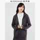 佐丹奴Giordano女裝純色針織抽繩連帽開胸衛(wèi)衣外套05373861 06鐵桿灰 M