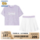 Skechers斯凱奇童裝女童針織短袖短裙夏季套裝兒童戶外舒適T恤衫P224G043 淺雪青色/00EW 165 cm