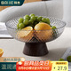 拜杰水果盤零食盤家用果盤客廳干果盤托盤堅(jiān)果盤高腳瀝水透明黑果盤