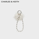 CHARLES&KEITH25秋新品少女毛絨毛球串珠鑰匙扣包掛七夕禮物CK8-13200001 Cream奶白色 R