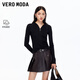 VEROMODA針織衫新款含綿羊毛抽繩連帽修身上衣325324031 黑色 M
