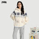 F426官方店國(guó)潮牌春季新款情侶嘻哈連帽毛領(lǐng)費(fèi)爾島毛衣 米白色  M 