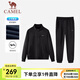 駱駝運動套裝男[新年紅]情侶款保暖立領(lǐng)時尚透氣百搭印花字母女 7C12265464，幻影黑，男 3XL
