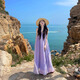 辣妹物語(yǔ)云南新疆草原旅游穿搭海邊度假風(fēng)多巴胺掛脖連衣裙女法式沙灘長(cháng)裙 淡紫色 S