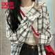 UKMR設(shè)計感格子襯衫女夏秋新款長袖襯衣男友風百搭顯瘦復古防曬外套女 格子襯衫 M 95-105斤
