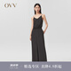 OVV2022春夏新款女裝桑蠶絲23MM重縐腰帶羅紋連體褲 咖色02 M
