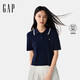 GAP女裝2025春季新款小熊刺繡polo翻領(lǐng)棉質(zhì)短袖針織衫上衣729114