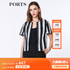 PORTS寶姿 春夏新品女裝圓領(lǐng)短袖袖條紋針織外套LA8J066FFT004 黑色條紋 S (4)