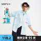 三福 古子成同款2025夏季男士排列英文短襯衫 休閑趣味寬松翻領(lǐng)上衣 藍(lán)色 L