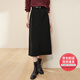 凡琴毛呢垂感直筒裙24年秋冬復古顯瘦厚款配腰帶 444Q73380 黑色 L 