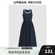 UR2025夏季新款女裝拼接假兩件撞色無(wú)袖連衣裙UWM750057