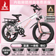 鳳凰山地自行車男女變速山地車碟剎青少年兒童自行車學(xué)生單車 星際 粉白【變速】后座+LED燈+三刀輪 22寸【適合130-170cm】