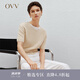 OVV2024春夏新款女裝基礎(chǔ)簡約圓領(lǐng)套頭休閑易搭短袖針織衫 卡其（凈色）07 M