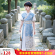 九能2025男童漢服新款夏季兒童中國風王爺古裝龍年帥氣高端演出服六一 長風短袖 150 適合143-152/37-42KG