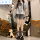 芙倍可甜美小個(gè)子顯瘦jk制服清純學(xué)院風(fēng)套裝百搭條紋襯衫拼接短裙女 【套裝】條紋襯衫+半身裙 S
