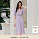 珂萊蒂爾【玫瑰裙】2025夏季新款減齡收腰短袖連衣裙女優(yōu)雅氣質(zhì)長裙 淡紫 M
