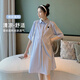 何佳功女裝2025新款孕婦夏裝連衣裙條紋翻領(lǐng)襯衫裙女寬松中長款夏天裙子 藍色條紋 L110-130斤