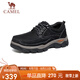 駱駝（CAMEL）磨砂牛皮男士工裝大頭休閑皮鞋 G13A307163 黑色 40 