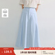 茵曼（INMAN）淡人通勤條紋百褶純棉半身裙2025夏季女裝新款寬松a字長裙 白藍條 XL
