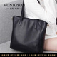 曼尼瓊詩(shī)（VUNIQSON）品牌真皮斜挎包包女士單肩包大容量時(shí)尚大氣手提托特包百搭腋下包 黑色