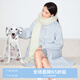 樂(lè)町韓系少女風(fēng)長(zhǎng)款連帽牛角扣大衣秋冬季新款圈圈毛呢外套女 輕柔藍(lán)(現(xiàn)貨) S