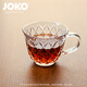 JOKO無(wú)鉛把手玻璃杯茶杯咖啡杯喝水杯格紋條紋耐熱水杯辦公室商務(wù)杯碟 菱紋款把手杯(單杯無(wú)碟)205ml