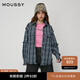 moussy 【明星同款】美式校園風(fēng)做舊流蘇寬松襯衫女010HAS30-8041 110藍色 均碼