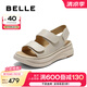 百麗（Belle）簡(jiǎn)約休閑勃肯鞋女2025夏新商場(chǎng)同款厚底舒適涼鞋D9J2DBL5 米色 37 (235mm)