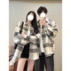 POUM小香風(fēng)夾克法式復(fù)古格子毛呢衣服外套冬季新品設(shè)計(jì)感高級(jí)小眾情侶 JCF-C335黑色 XL
